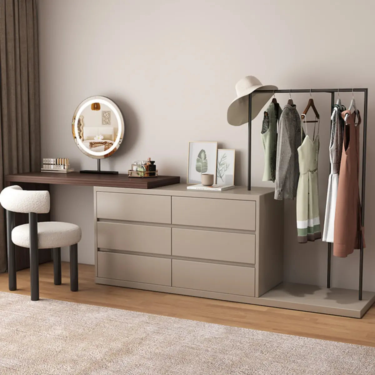 Contemporary Rectangular Wood Bedroom Brown Makeup Vanity Image - 6