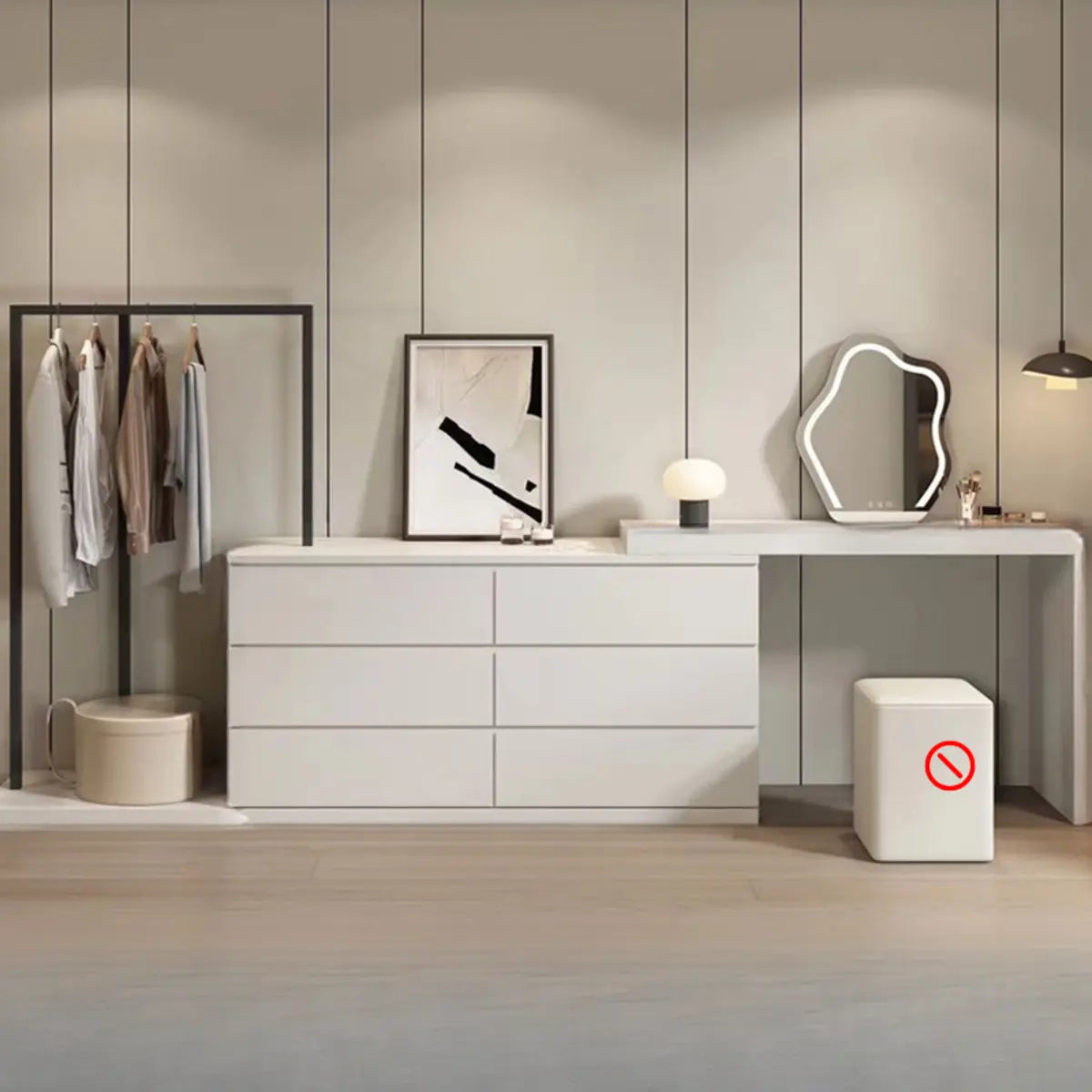 Contemporary Rectangular Wood Bedroom Brown Makeup Vanity Image - 7