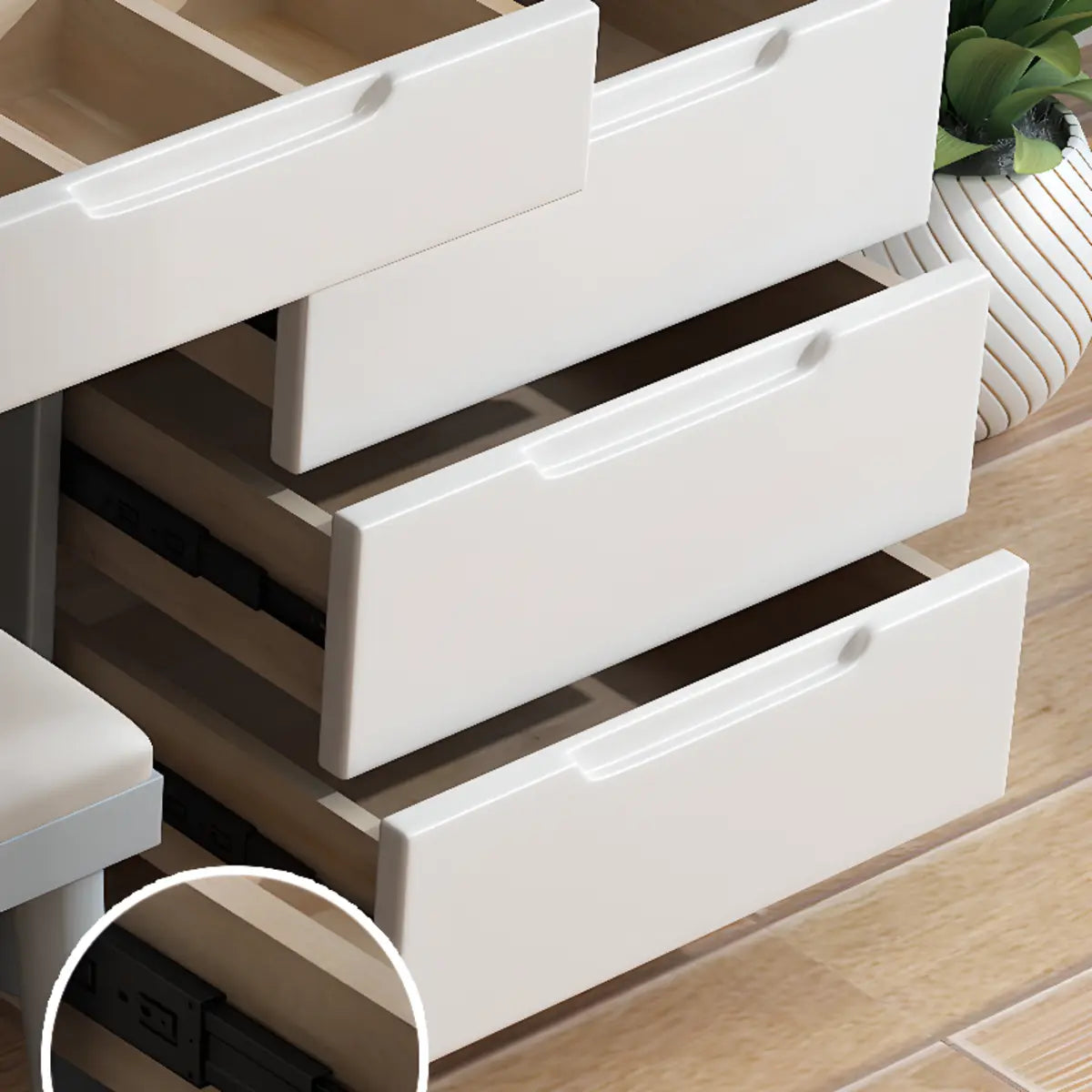 Contemporary Rectangular Wood Bedroom Natural Makeup Vanity Image - 8