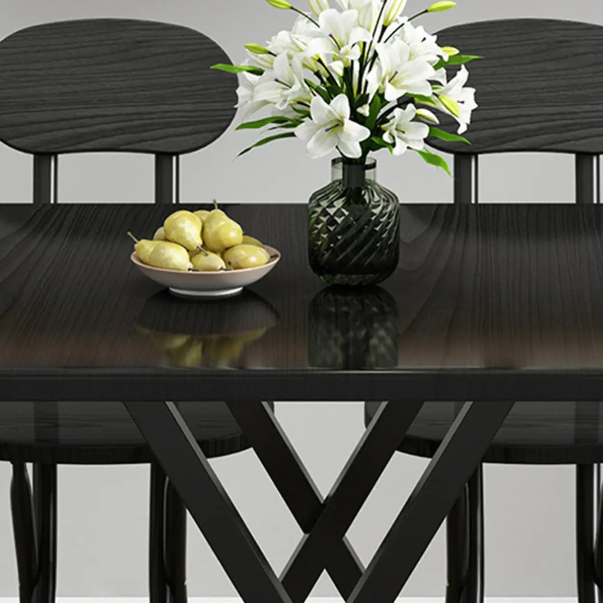 Contemporary Rectangular Wood Folding Black Dining Table Image - 10