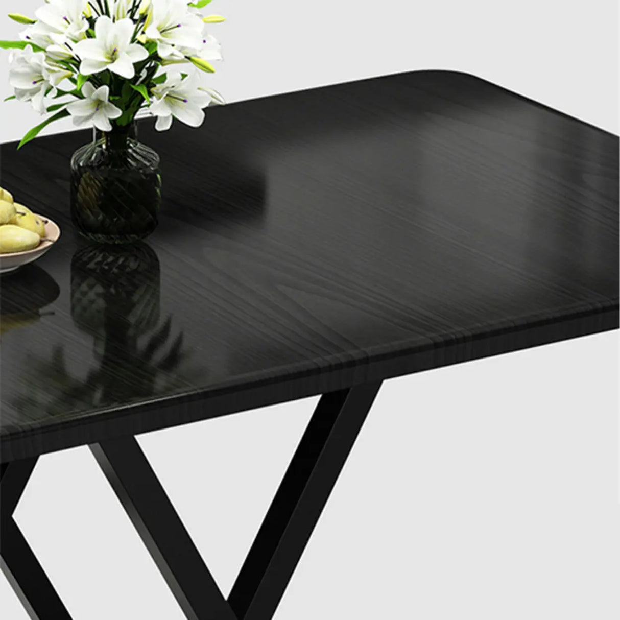 Contemporary Rectangular Wood Folding Black Dining Table Image - 11
