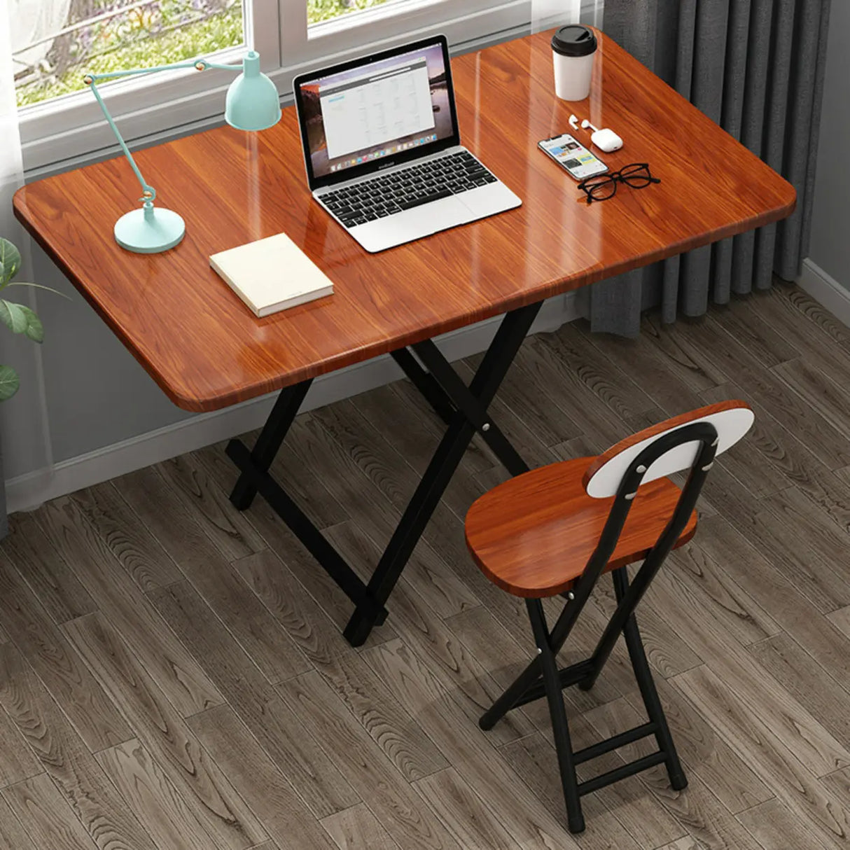 Contemporary Rectangular Wood Folding Black Dining Table Image - 4