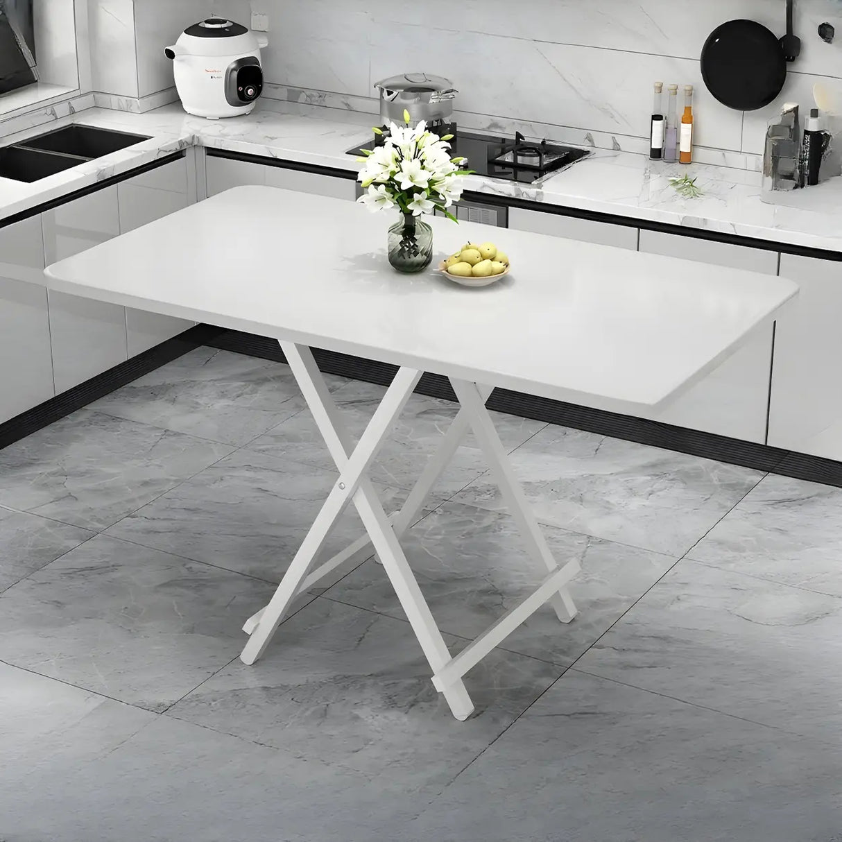 Contemporary Rectangular Wood Folding Black Dining Table Image - 7