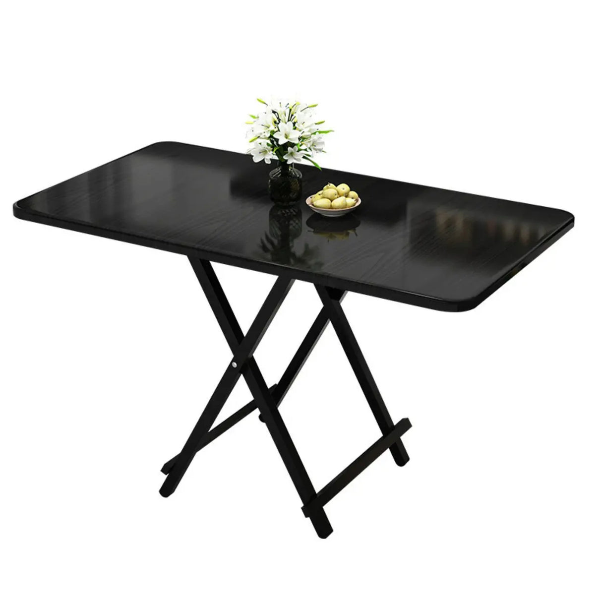 Contemporary Rectangular Wood Folding Black Dining Table Image - 9