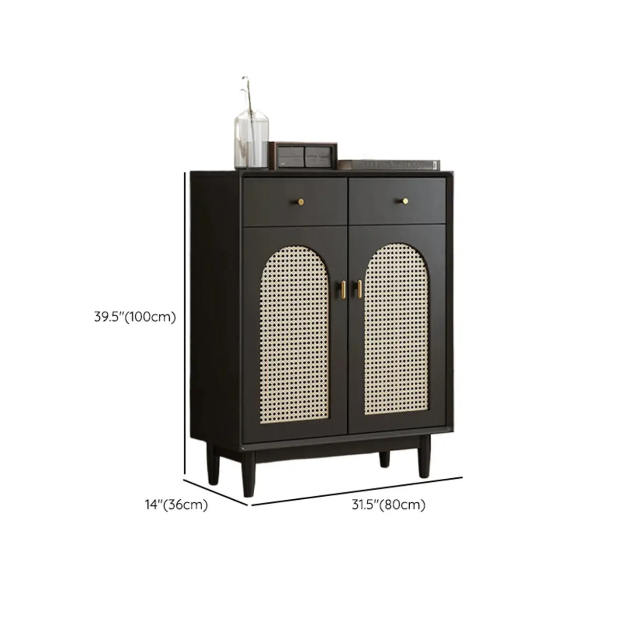 Contemporary Rectangular Wood Hallway Black Shoe Storage