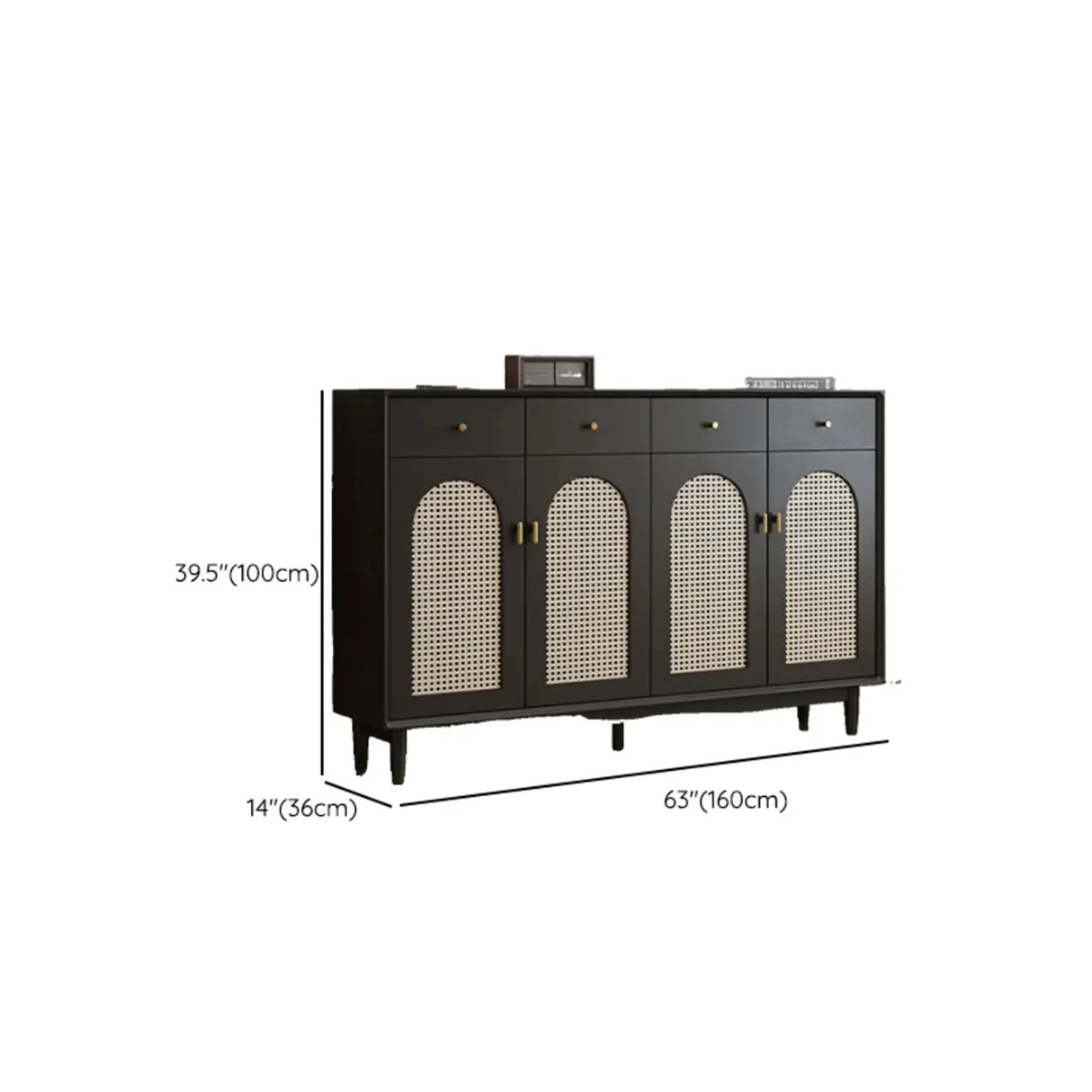 Contemporary Rectangular Wood Hallway Black Shoe Storage Image - 25