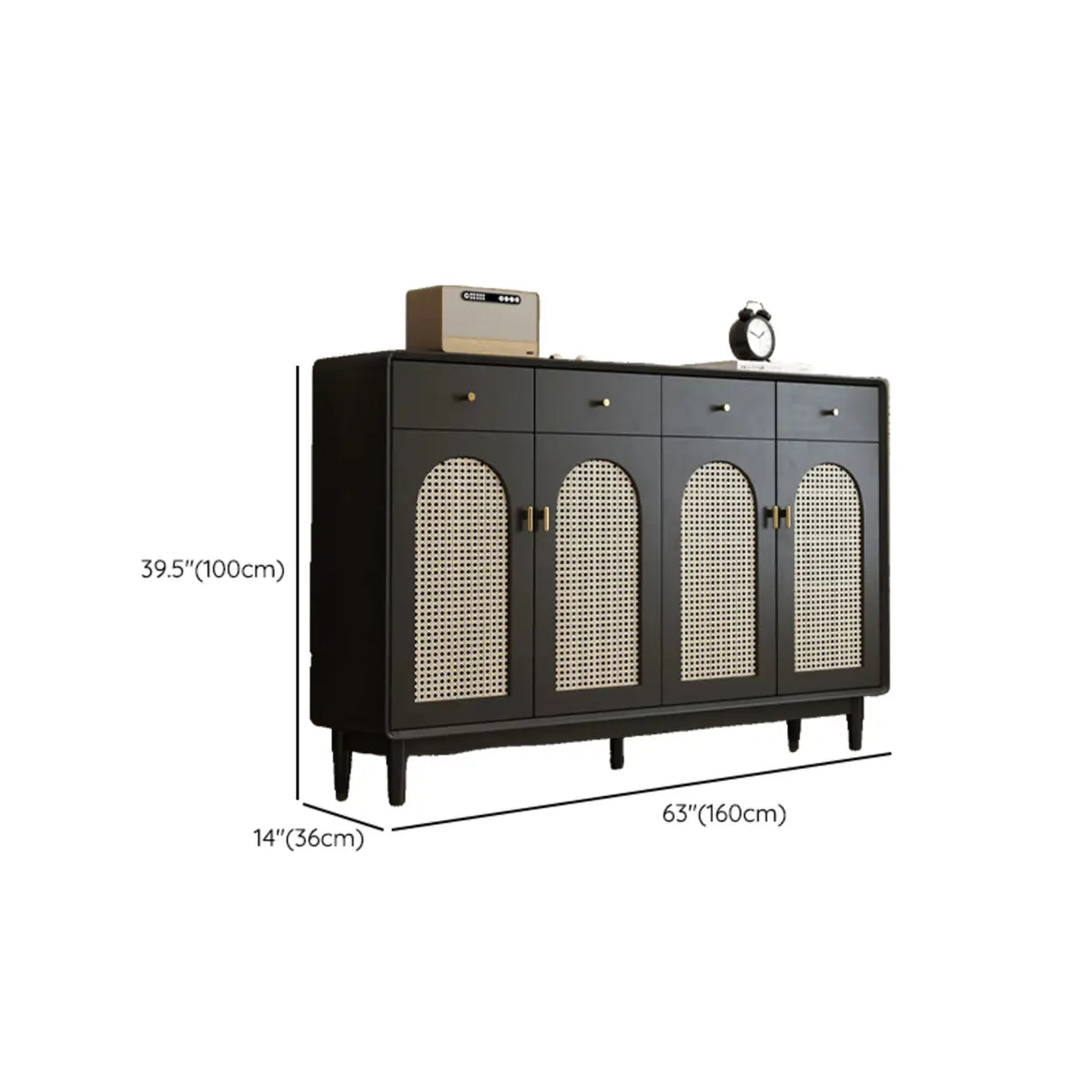 Contemporary Rectangular Wood Hallway Black Shoe Storage Image - 31