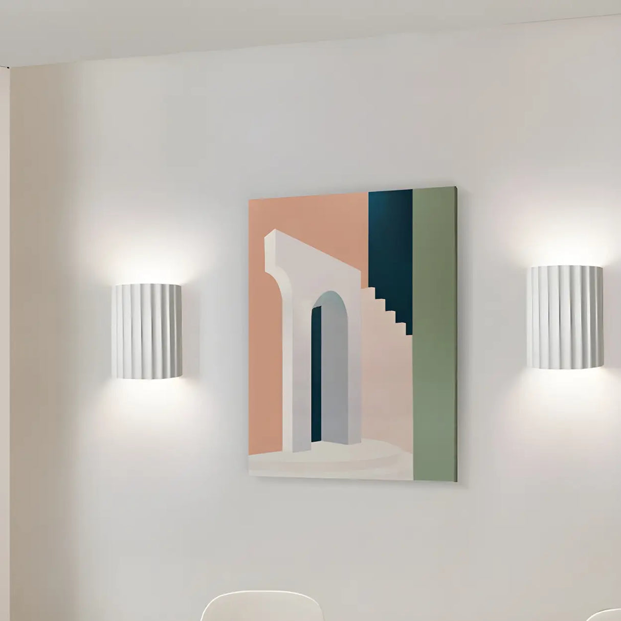 Contemporary Ribbed Cylinder Metal Wall Sconce Light Image - 1