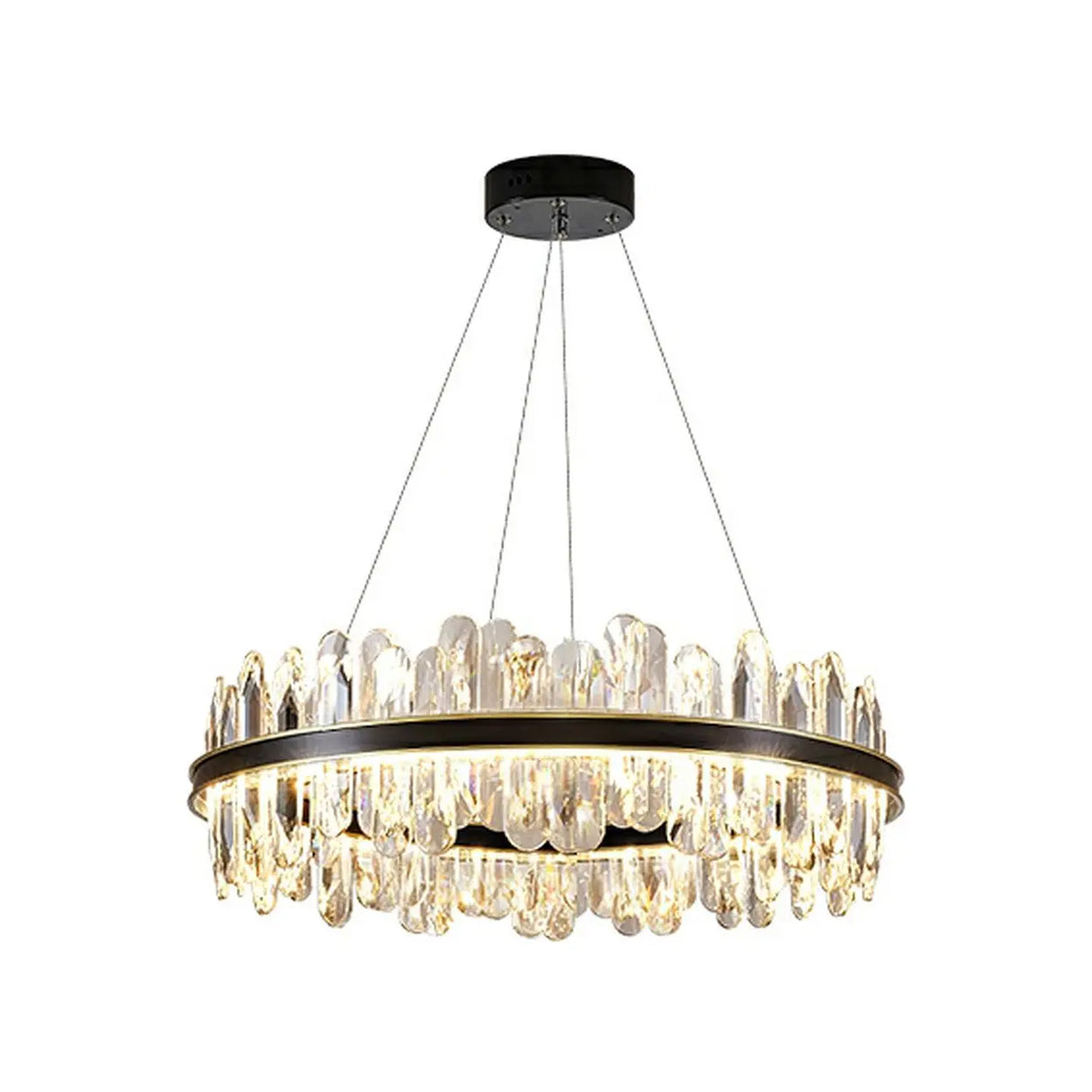 Contemporary Ring Crystal Living Room Black Chandelier Image - 4