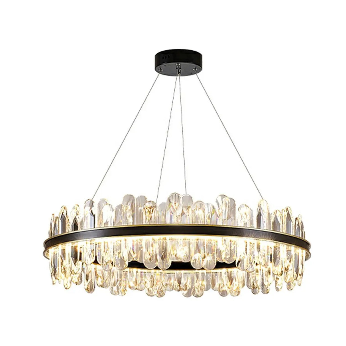 Contemporary Ring Crystal Living Room Black Chandelier Image - 5