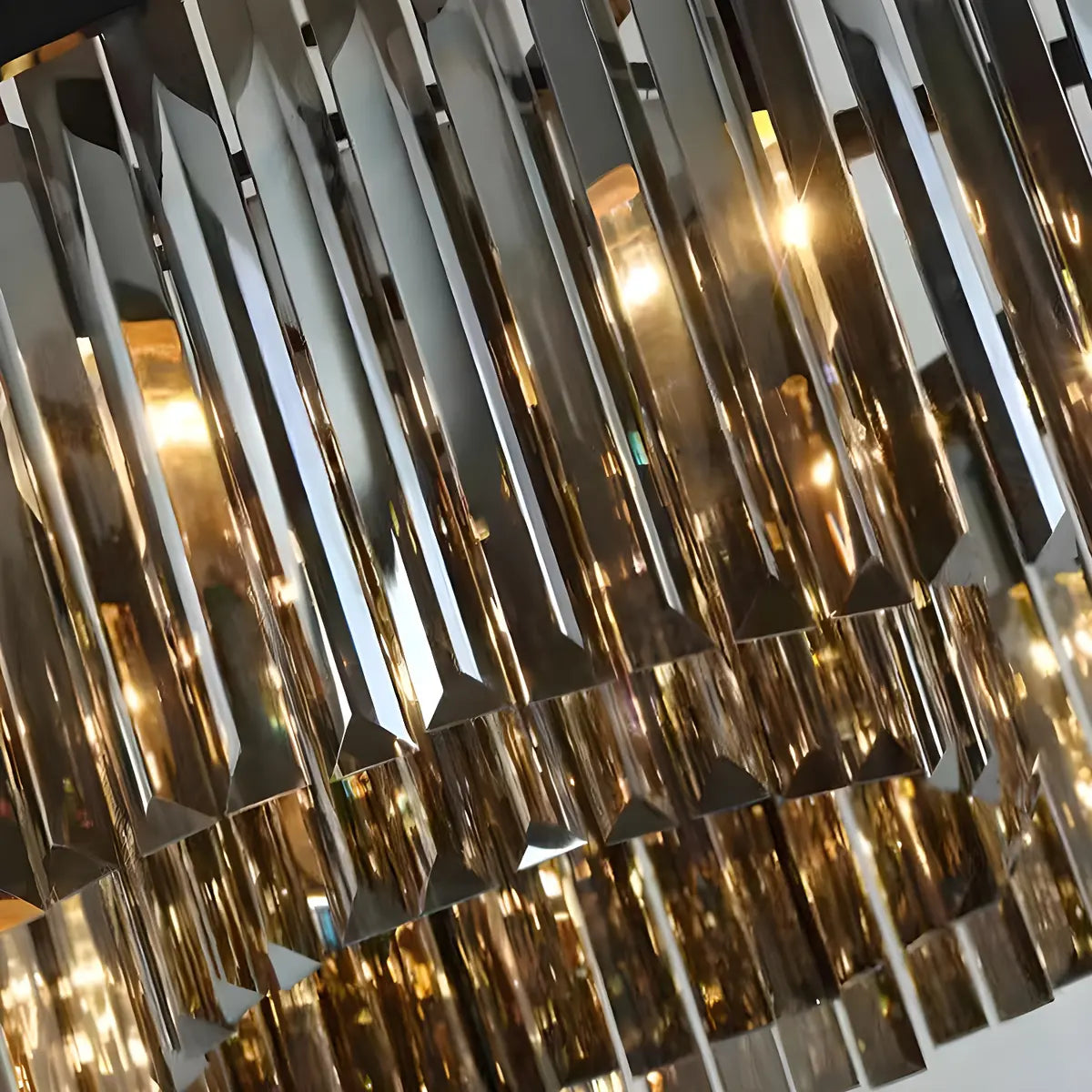 Contemporary Round Crystal Dining Room Black Chandelier Image - 12