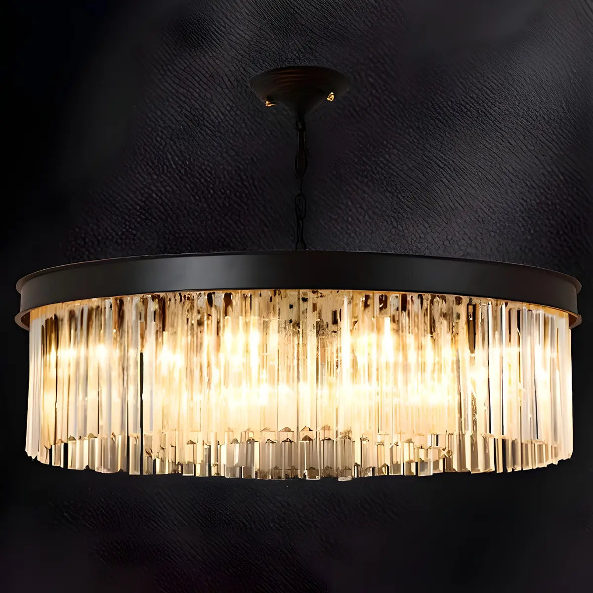 Contemporary Round Crystal Dining Room Black Chandelier Image - 16