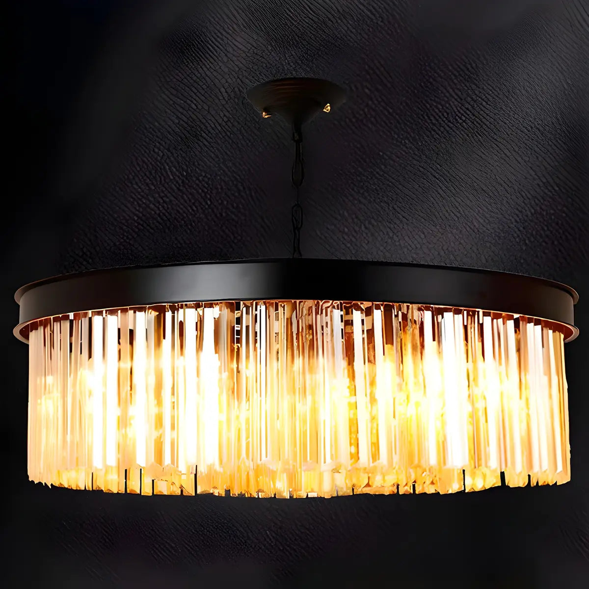 Contemporary Round Crystal Dining Room Black Chandelier Image - 17