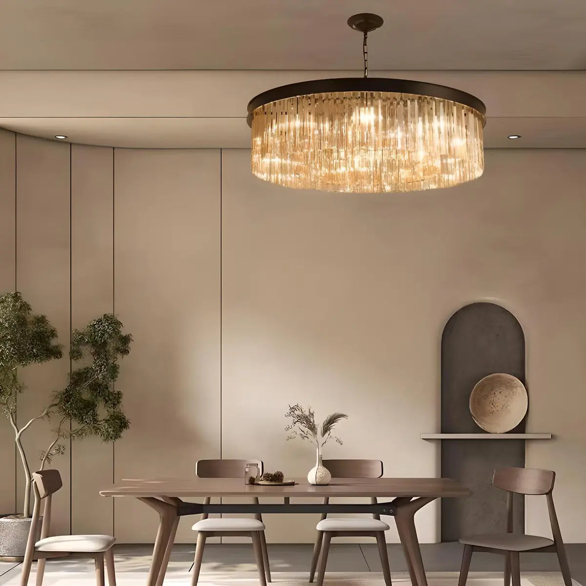 Contemporary Round Crystal Dining Room Black Chandelier Image - 18