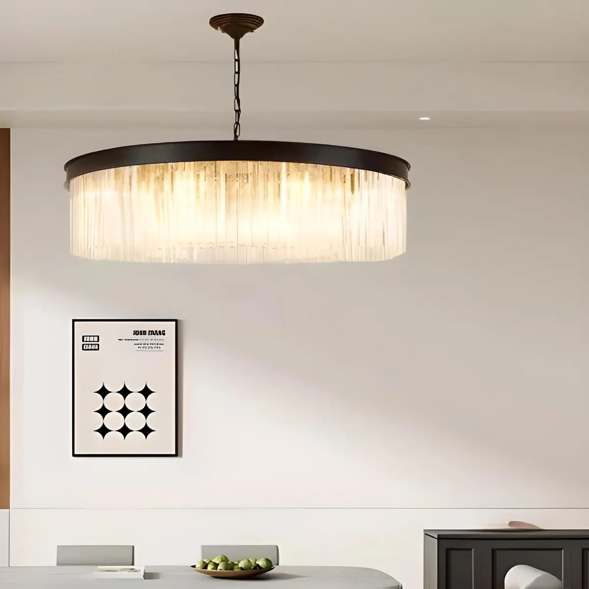 Contemporary Round Crystal Dining Room Black Chandelier Image - 19