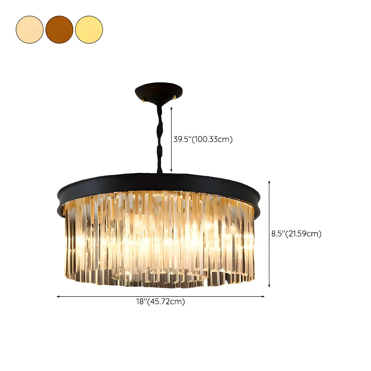 Contemporary Round Crystal Dining Room Black Chandelier