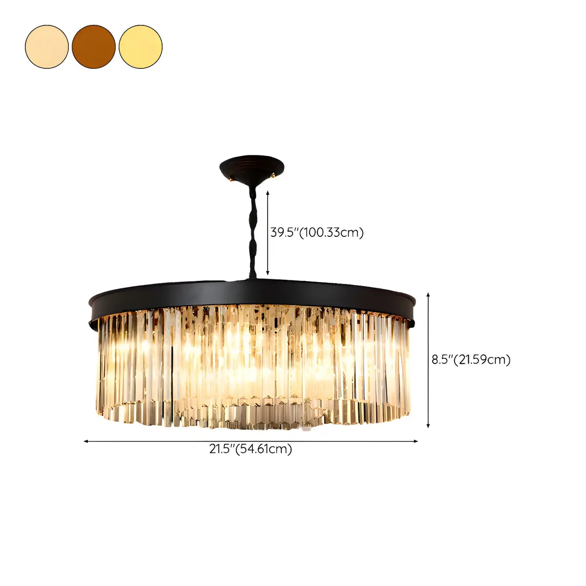 Contemporary Round Crystal Dining Room Black Chandelier Image - 21