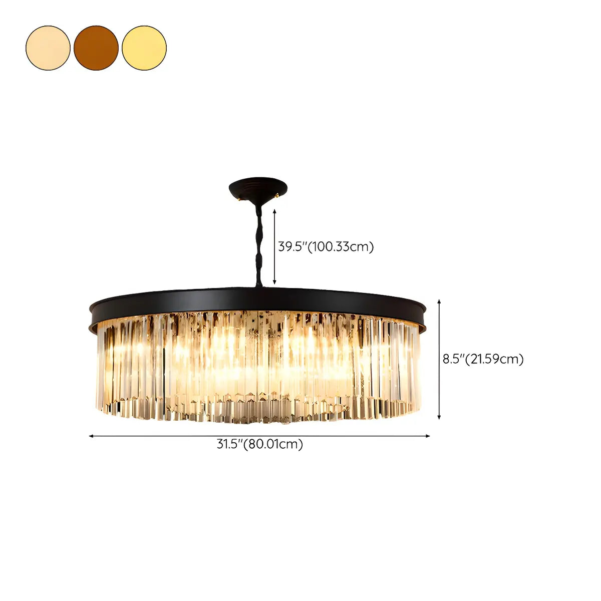 Contemporary Round Crystal Dining Room Black Chandelier Image - 22