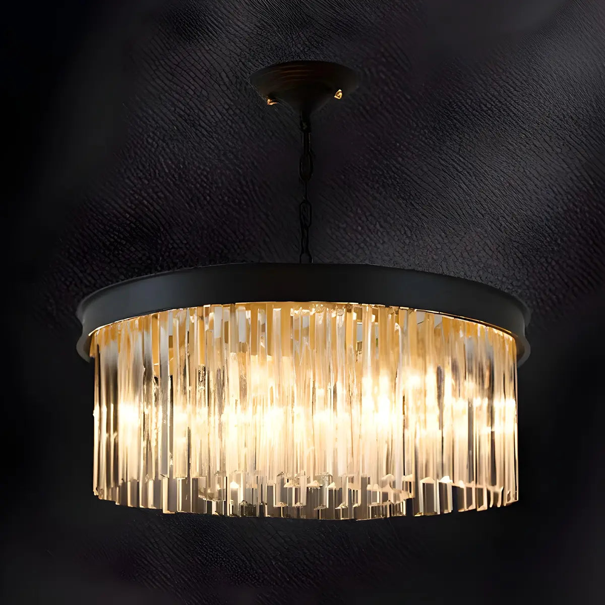 Contemporary Round Crystal Dining Room Black Chandelier Image - 3