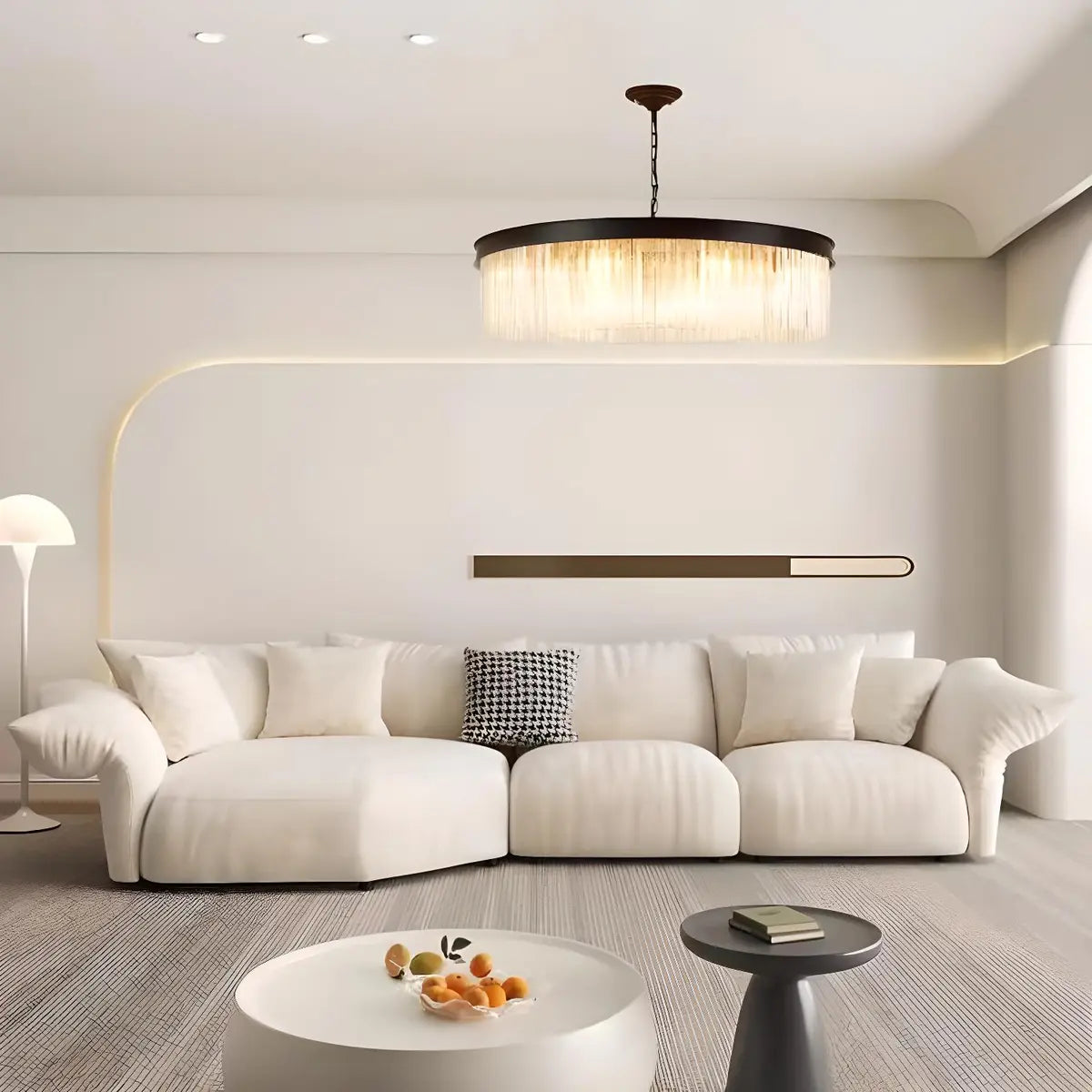 Contemporary Round Crystal Dining Room Black Chandelier Image - 4