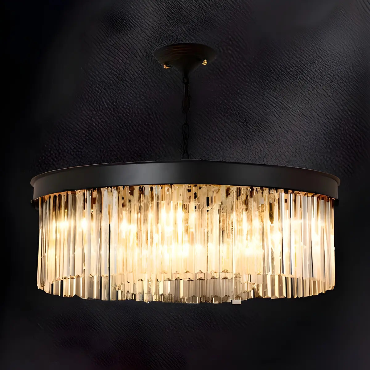 Contemporary Round Crystal Dining Room Black Chandelier Image - 5