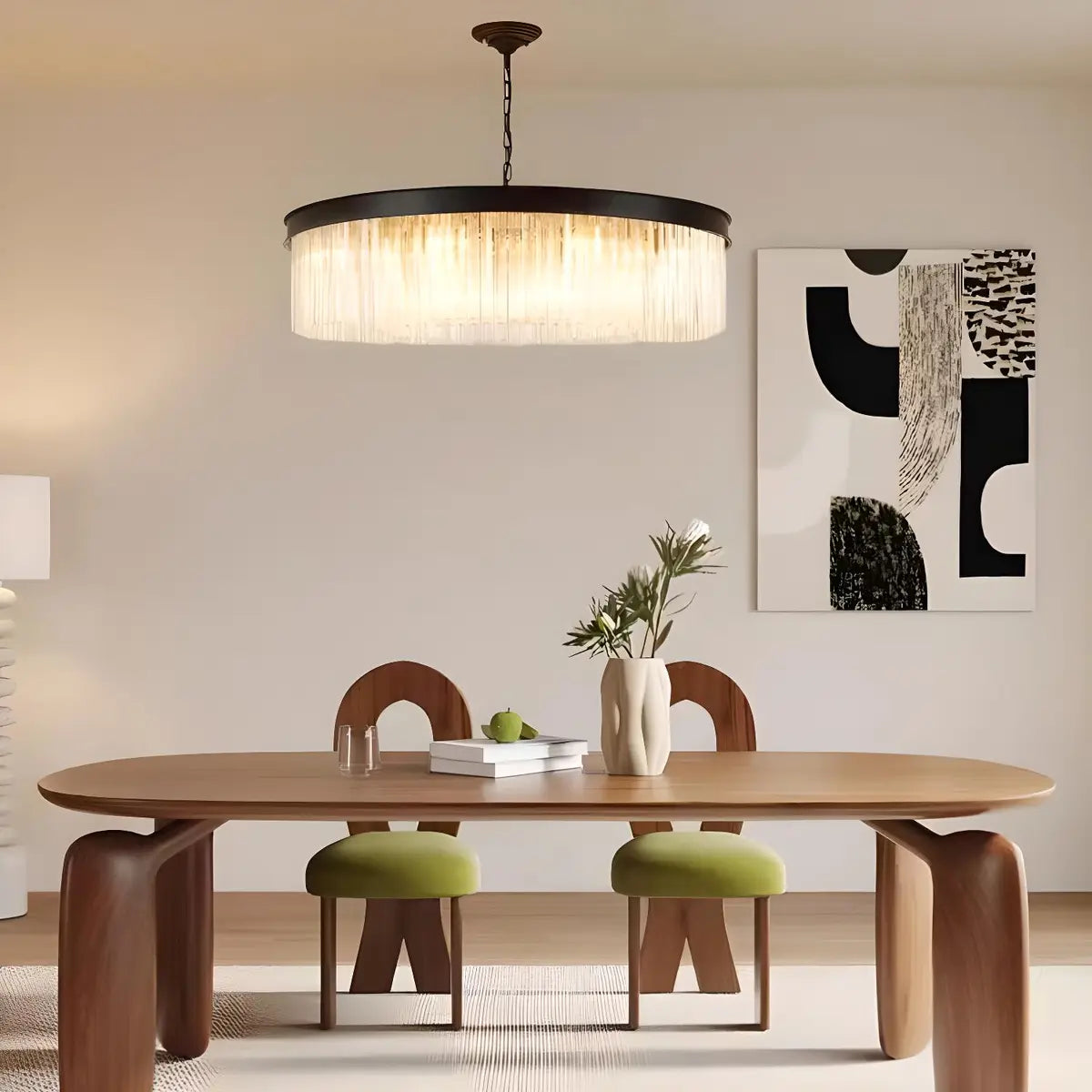 Contemporary Round Crystal Dining Room Black Chandelier Image - 6