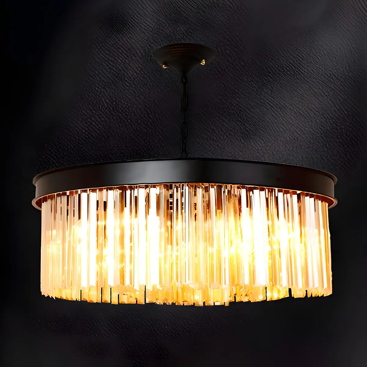 Contemporary Round Crystal Dining Room Black Chandelier Image - 9