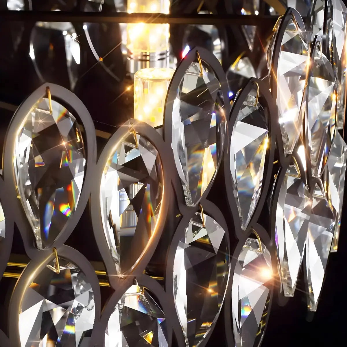 Contemporary Round Crystal Living Room Black Chandelier Image - 10