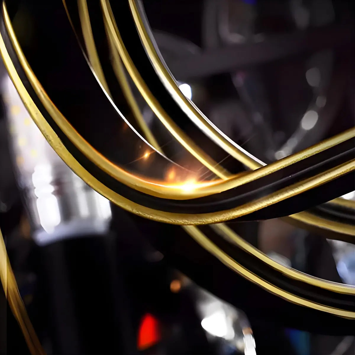 Contemporary Round Crystal Living Room Black Chandelier Image - 11