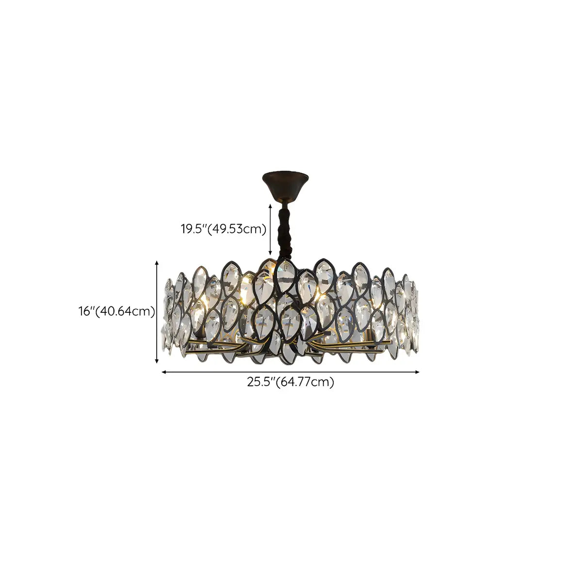 Contemporary Round Crystal Living Room Black Chandelier Image - 14