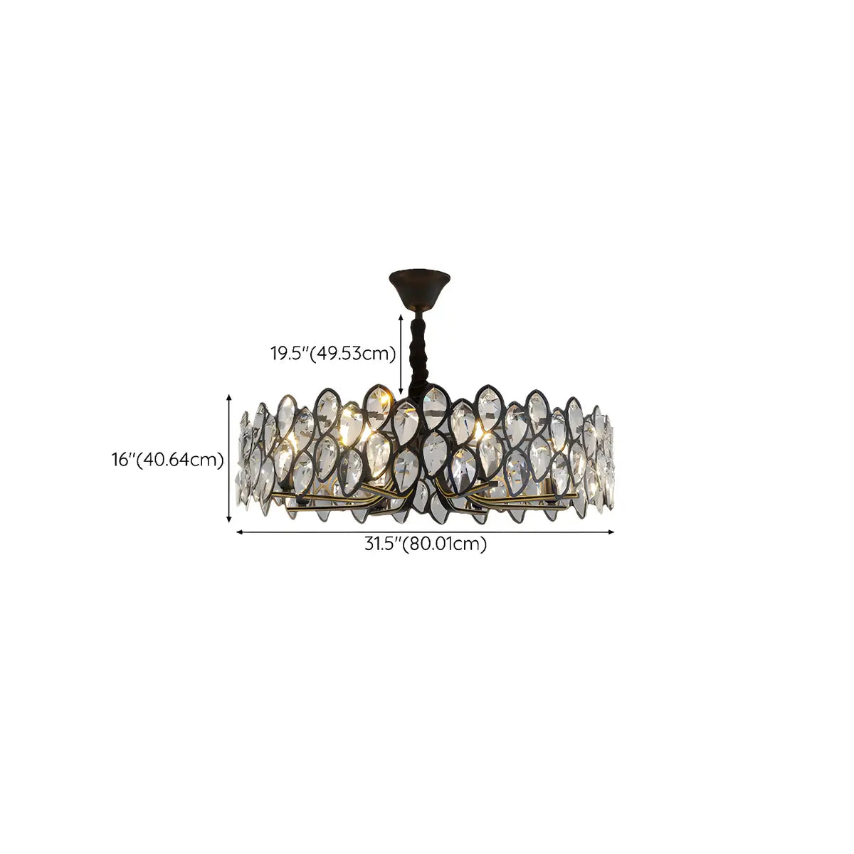 Contemporary Round Crystal Living Room Black Chandelier Image - 15