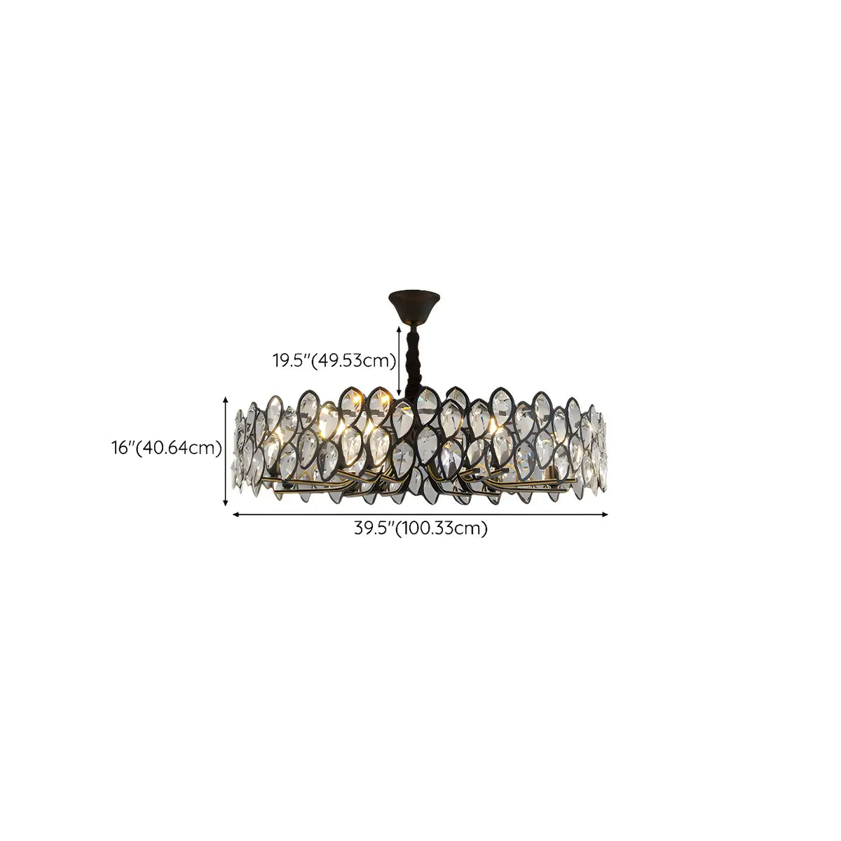 Contemporary Round Crystal Living Room Black Chandelier Image - 16