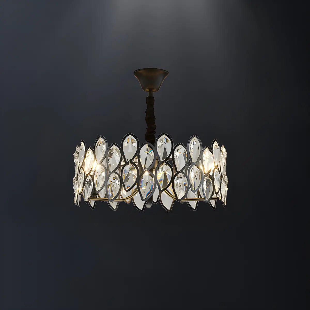 Contemporary Round Crystal Living Room Black Chandelier Image - 5