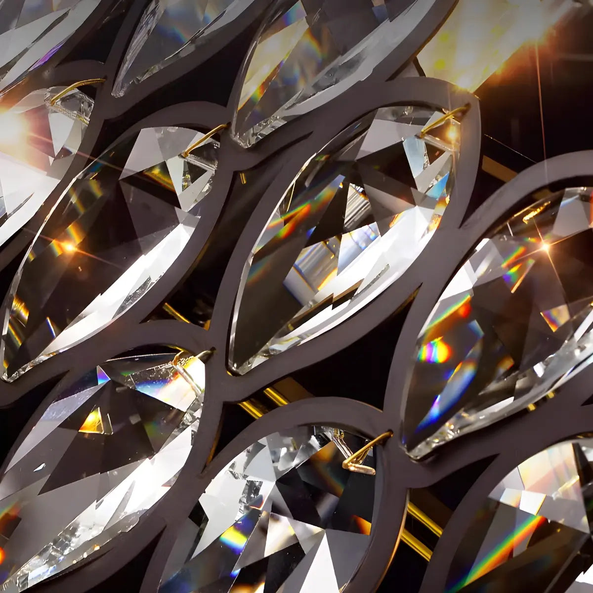 Contemporary Round Crystal Living Room Black Chandelier Image - 9