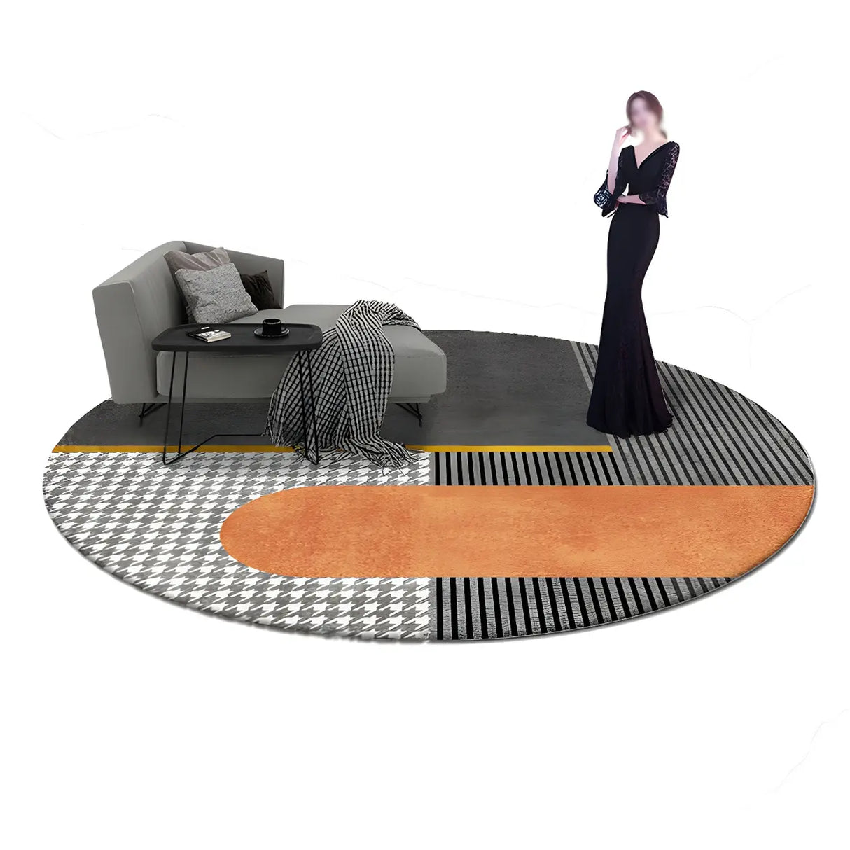 Contemporary Round Polyester Multi-Color Large Rug Image - 11