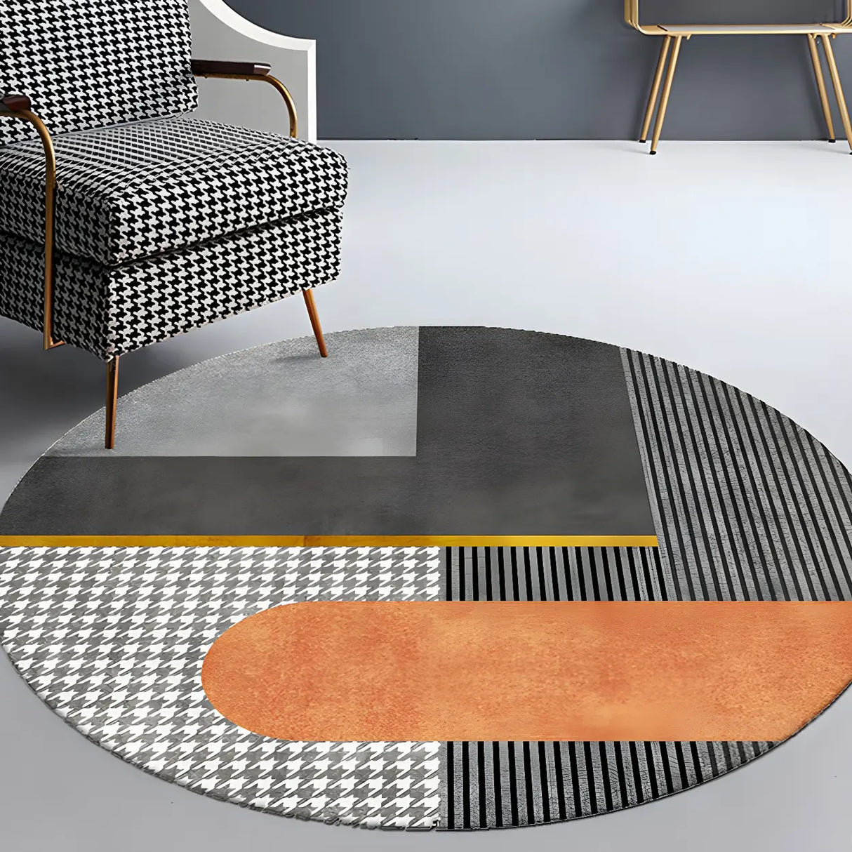 Contemporary Round Polyester Multi-Color Large Rug Image - 14