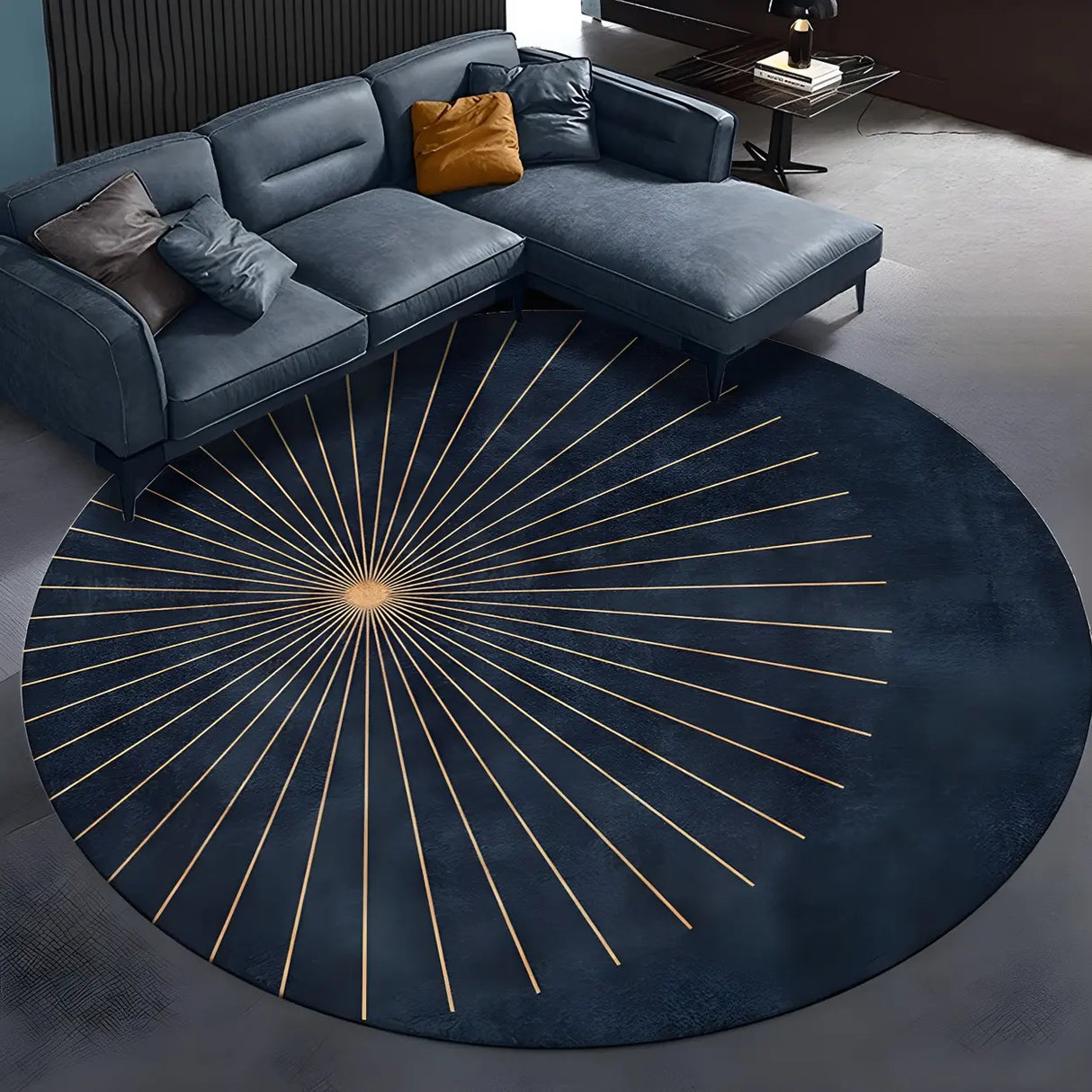 Contemporary Round Polyester Multi-Color Large Rug Image - 2
