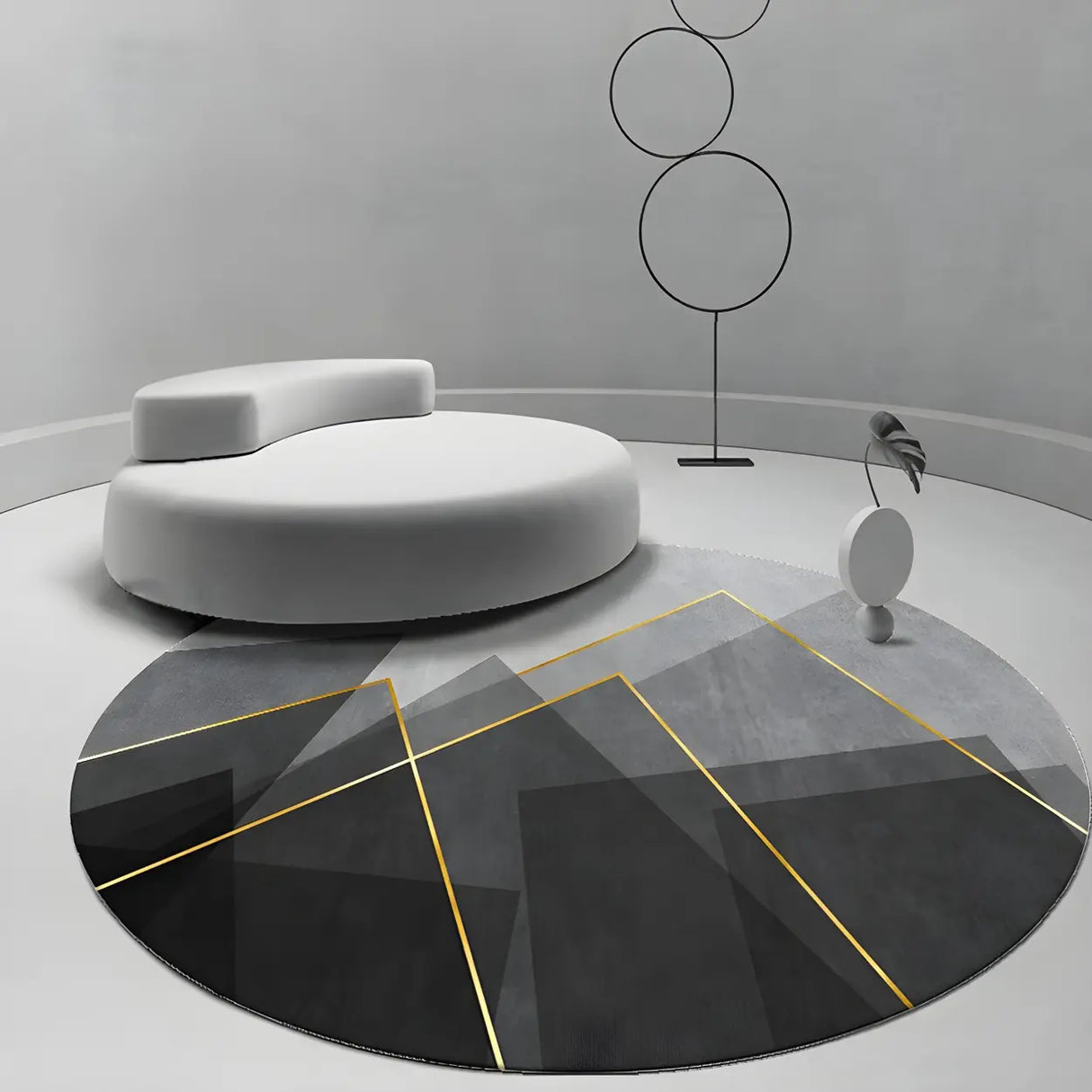 Contemporary Round Polyester Multi-Color Large Rug Image - 4