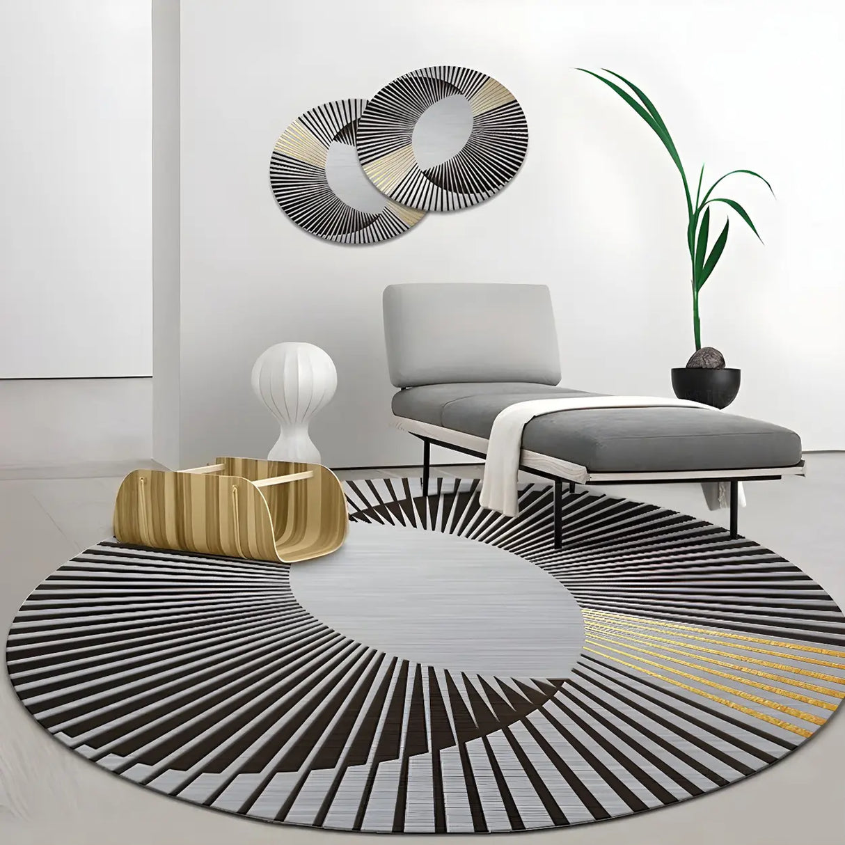 Contemporary Round Polyester Multi-Color Large Rug Image - 5