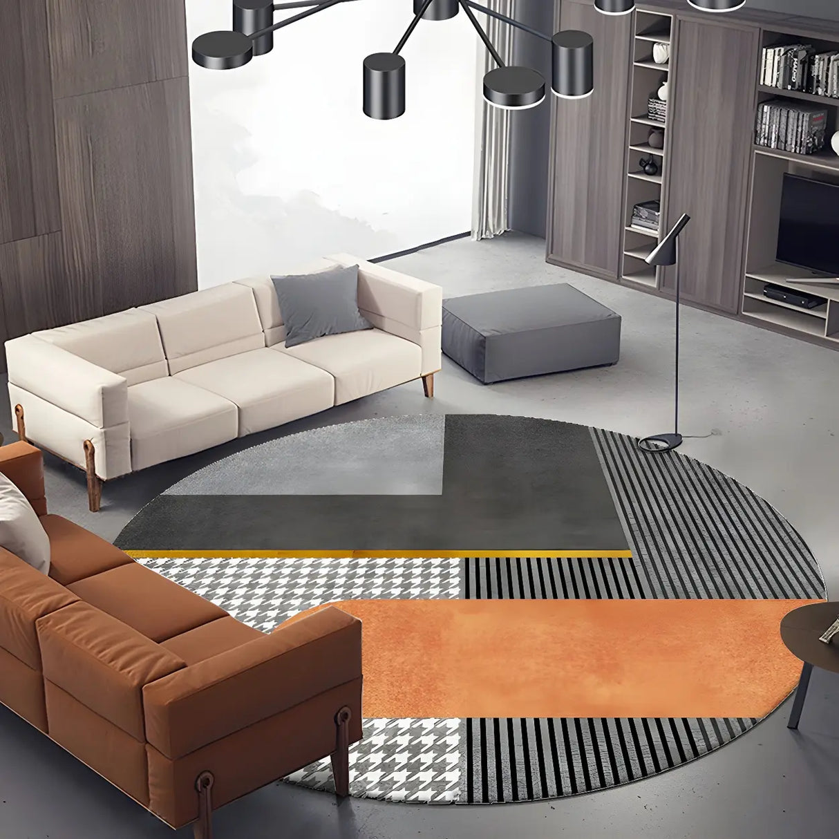 Contemporary Round Polyester Multi-Color Large Rug Image - 6