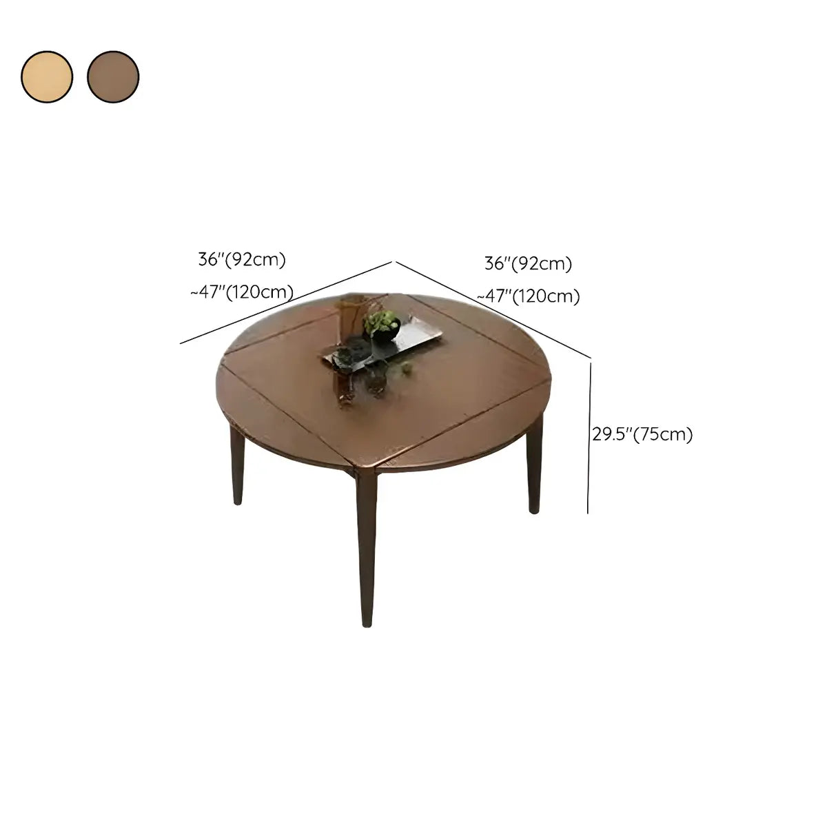 Contemporary Round Rubber Wood Dining Table Extendable Image - 12
