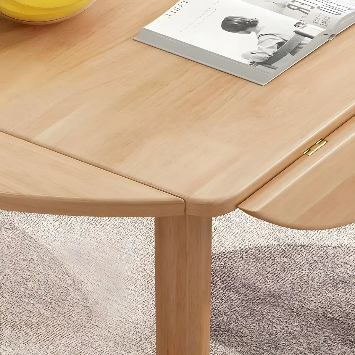 Contemporary Round Rubber Wood Dining Table Extendable Image - 6