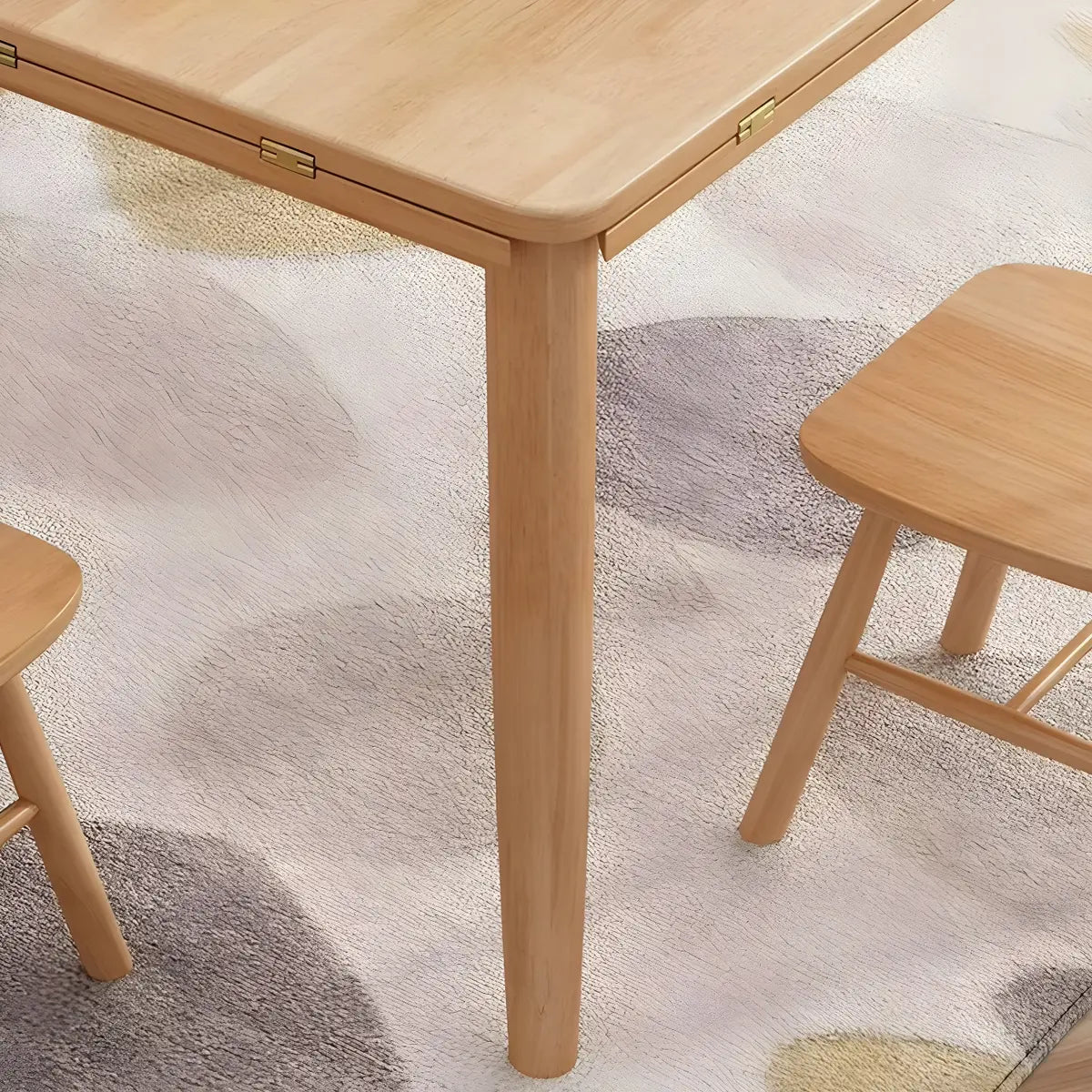 Contemporary Round Rubber Wood Dining Table Extendable Image - 7