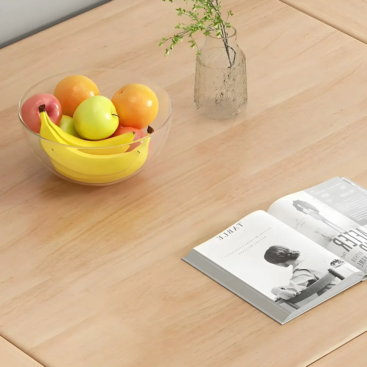 Contemporary Round Rubber Wood Dining Table Extendable Image - 8