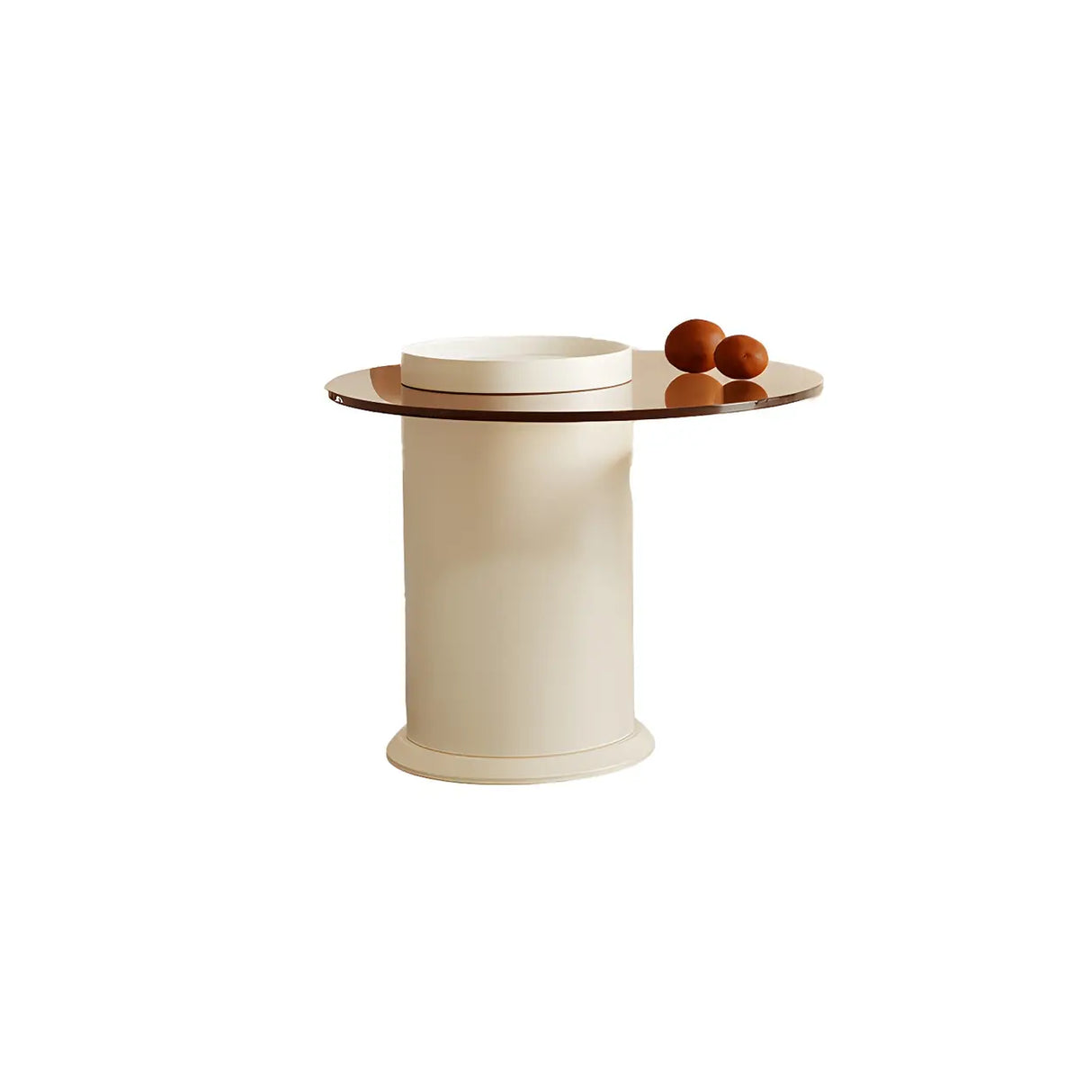 Contemporary Round White Stone Coffee Table with Storage Image - 2