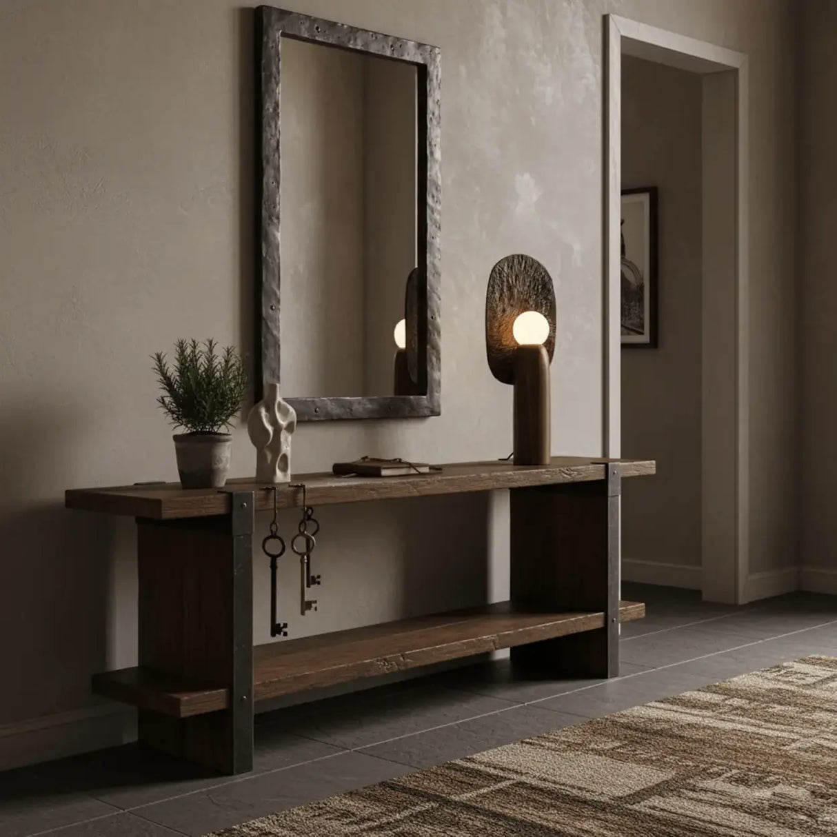 Contemporary Sculptural Integrated LED Wood Table Lamp Image - 12