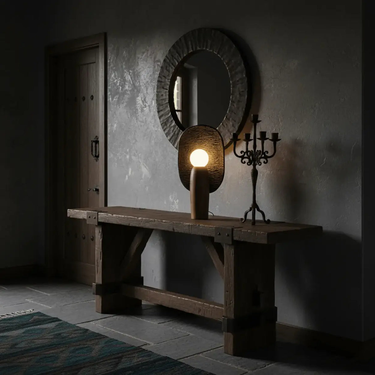 Contemporary Sculptural Integrated LED Wood Table Lamp Image - 18