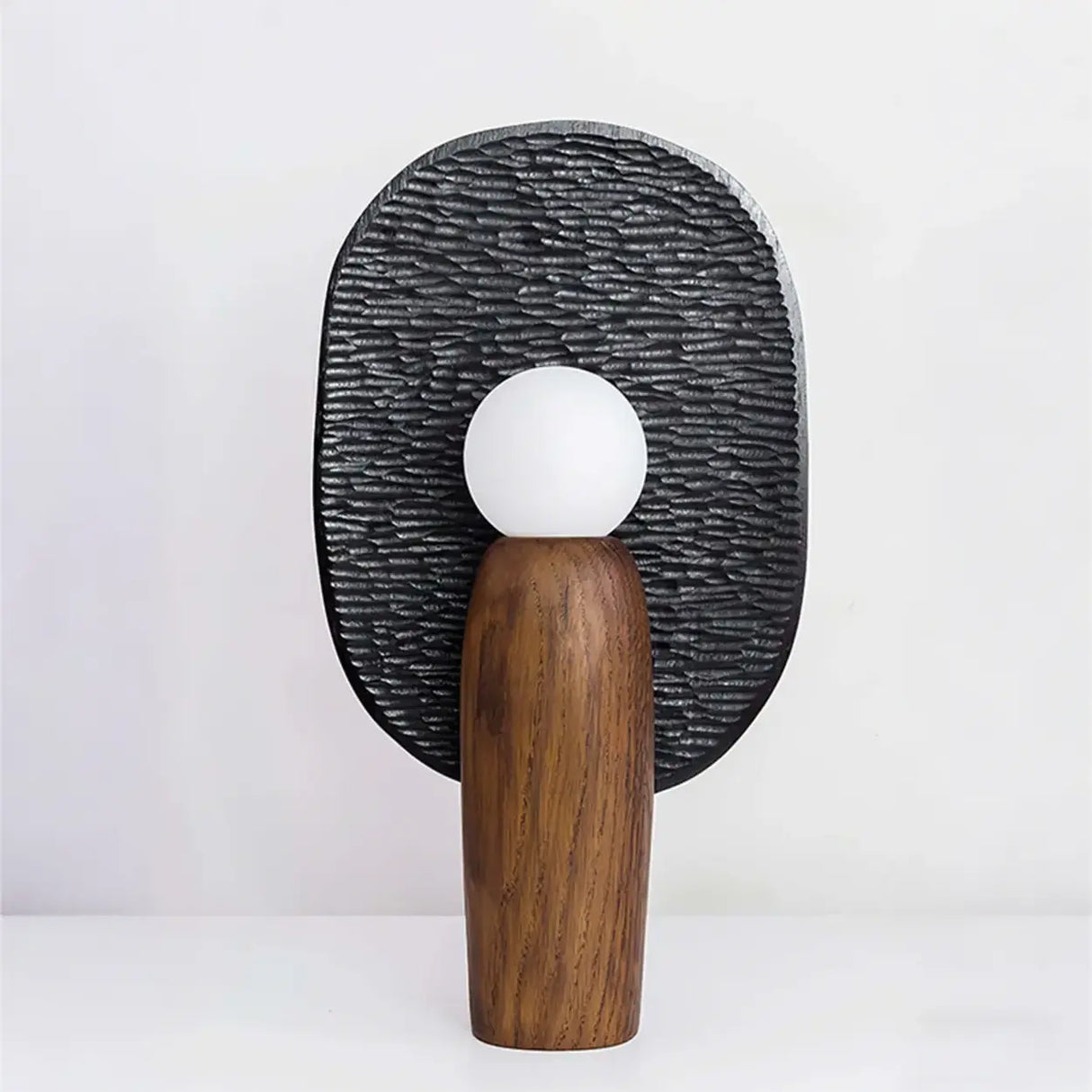 Contemporary Sculptural Integrated LED Wood Table Lamp Image - 7
