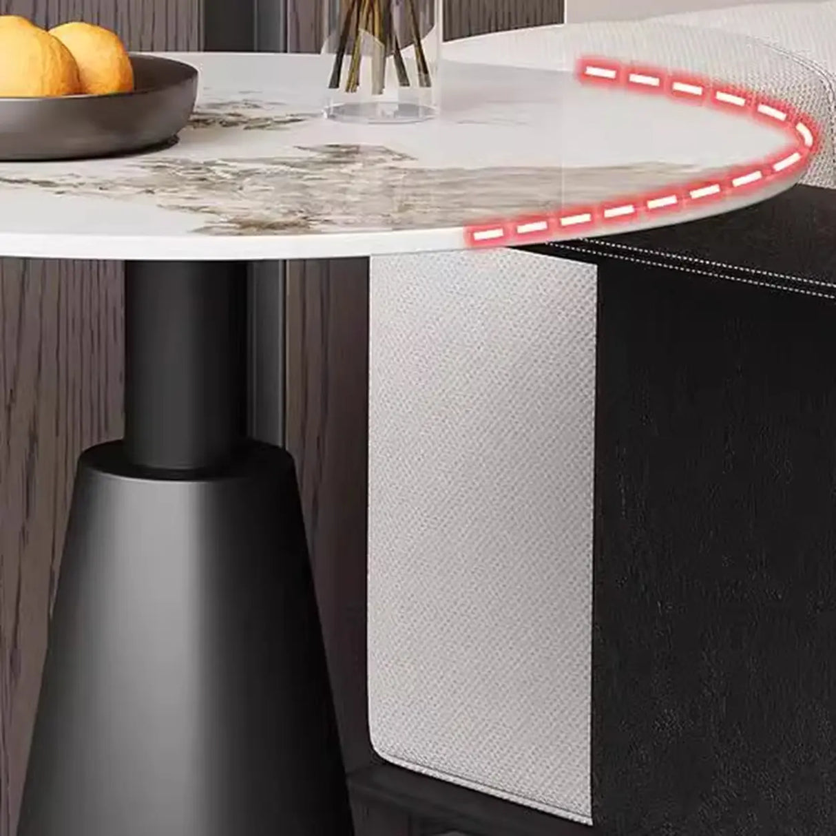 Contemporary Sintered Stone Pedestal Circular Chairside Table Image - 6