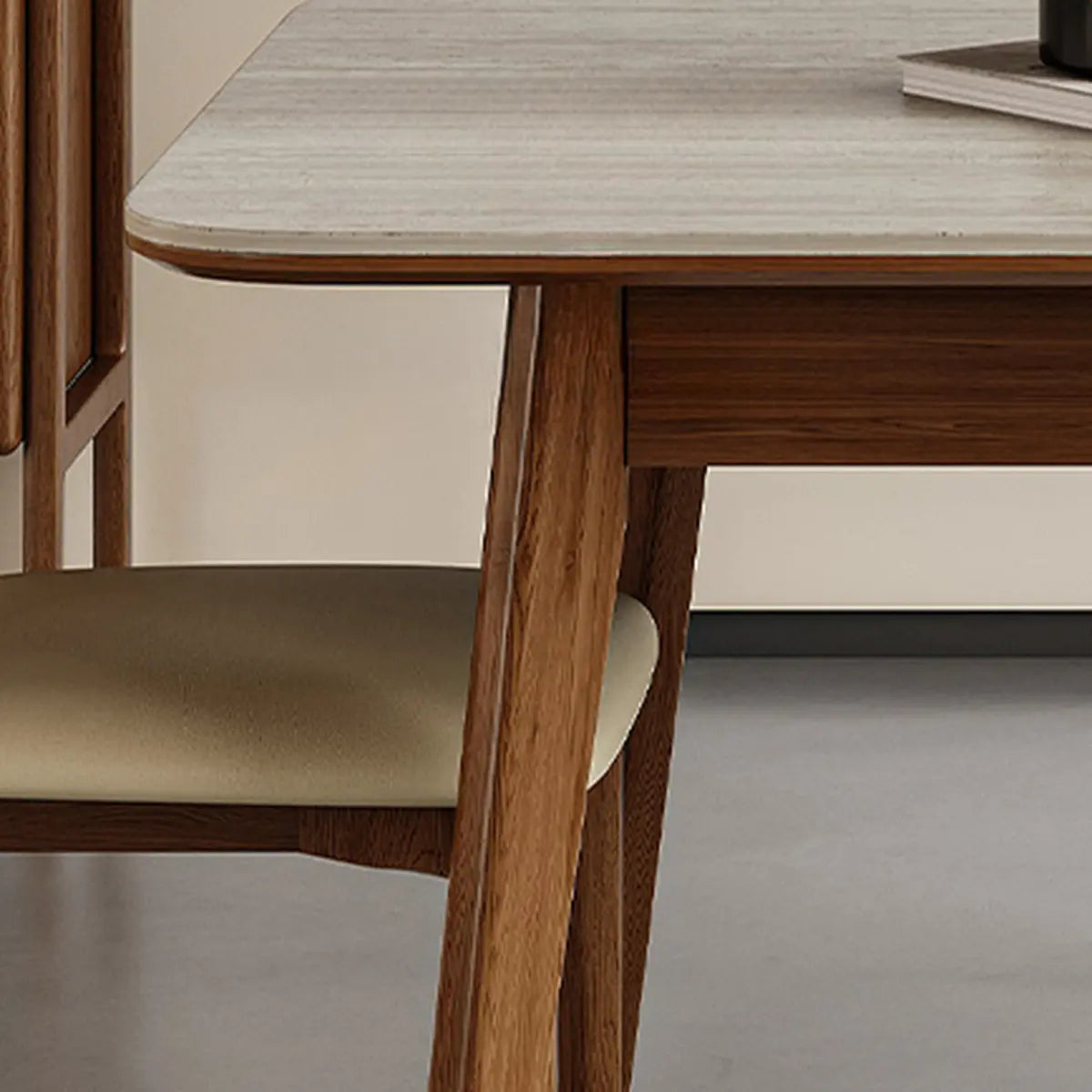 Contemporary Slate Top Rectangular Dining Table Extension Image - 7